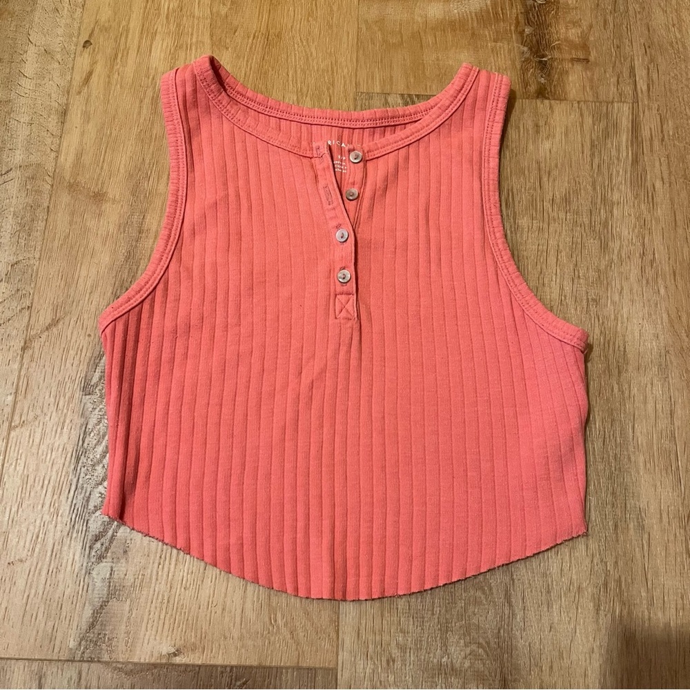 American Eagle Coral Ribbed Tank Top